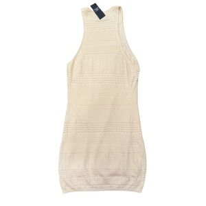 Abercrombie & Fitch Women A-Line Dress Ivory Crochet Racerback Sweaterdress